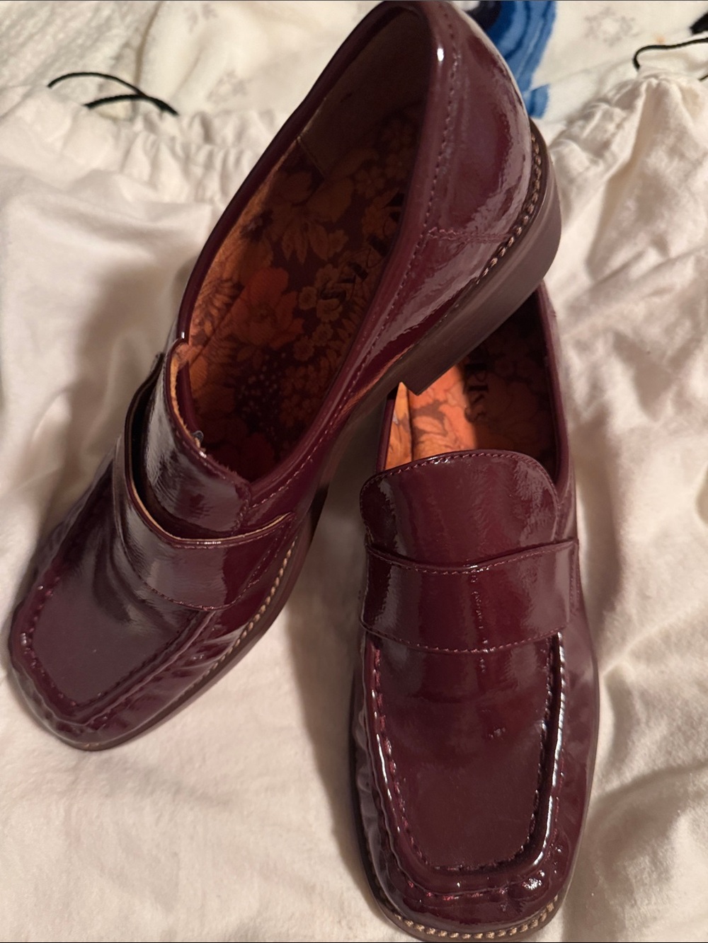 Women’s Burgundy Patent Leather Slip-On Loafers